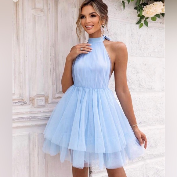 Dresses & Skirts - Sky Blue Mesh Party Dress